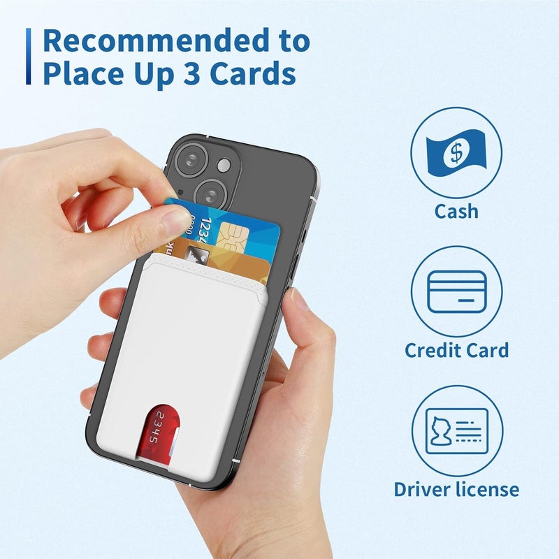 Senose Phone Wallet Stick On, Cell Phone Card Holder Credit Card Holder for Back, Phone Pocket Pouch Compatible for iPhone 12/11/X/XS Smartphones, 3 Pack (Black,White,Pink) - Image 3